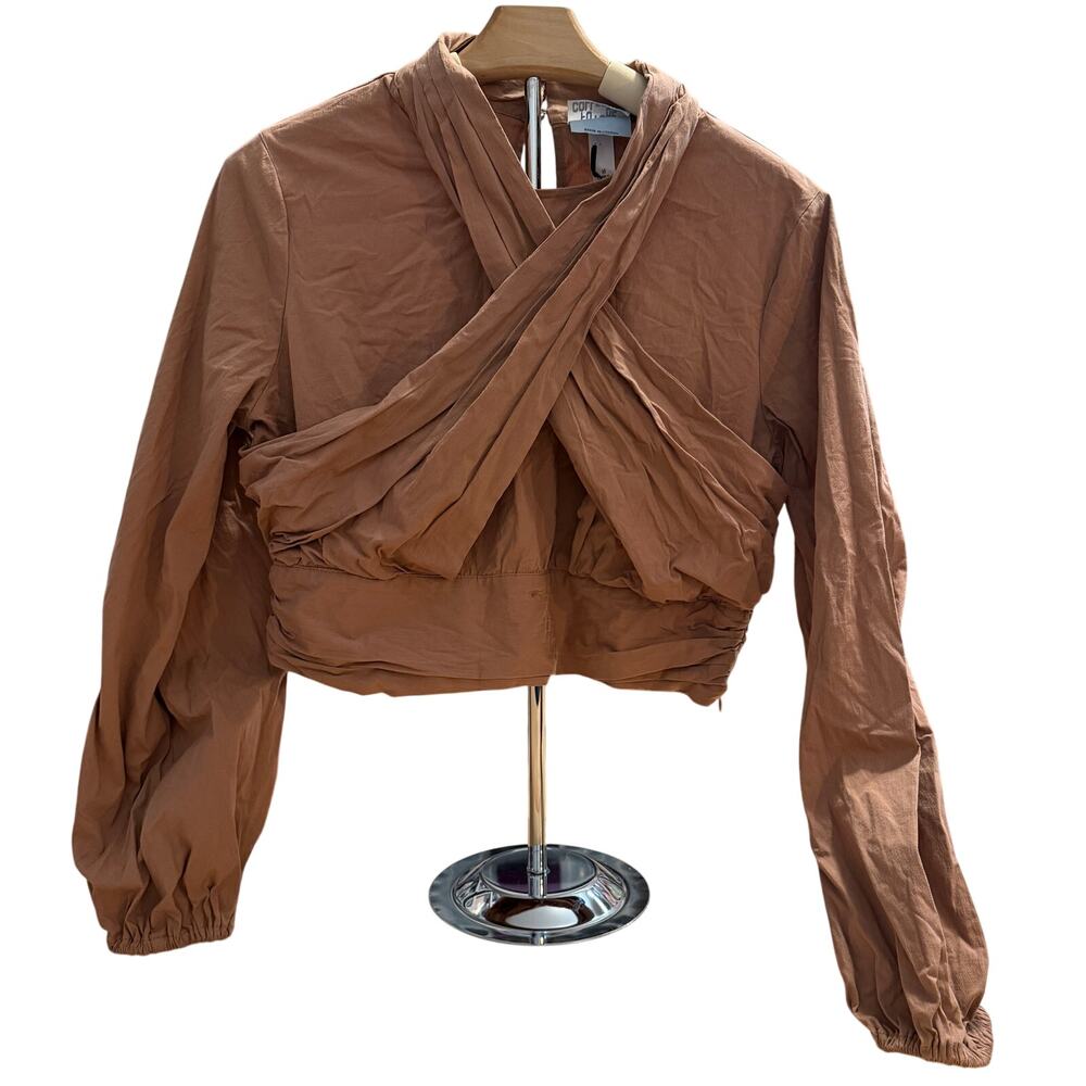 Future Collective Women's Brown Long Sleeve Mock Neck Top - Size Medium - NWT